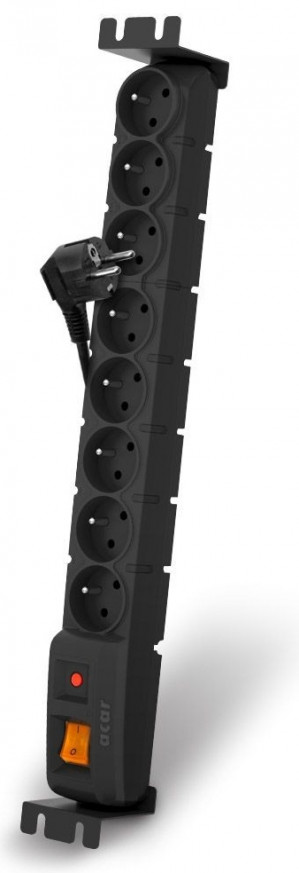 ACAR S8 FA RACK - listwa zasilająca / przeciwprzepięciowa(8 gniazd, kolor czarny, długość 5 metrów, RACK)