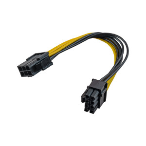 Kabel zasilający Akyga AK-CA-07 ( PCI-E 6pin / PCI-E 8pin F-M PVC 0,2m czarno-żółty )