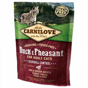 CARNILOVE Cat Hairball Control Kaczka i Bażant - sucha karma dla kota - 400g