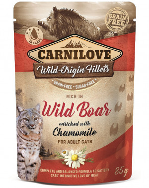 CARNILOVE Cat Pouch Wild Boar & Chamomile - mokra karma dla kota - 85g