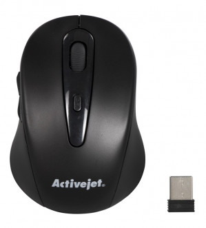 Activejet AMY-213 Mysz bezprzewodowa USB optyczna; 1600 DPI; kolor czarny)