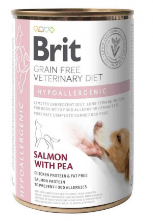 BRIT Grain Free Vet Diets Dog Hypoallergenic Łosoś & Groszek - mokra karma dla psa - 400 g