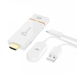 Nadajnik i odbiornik audio/video bezprzewodowy j5create ScreenCast 4K Wireless Display Adapter; kolor biały JVAW76-N