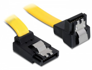 Delock kabel SATA 6 Gb/s kątowy góra/dół metal. zatrzaski 50cm żółty