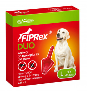 Fiprex Duo Krople przeciw pasożytom dla psa L (268 mg + 241,20 mg) 2,68 ml - 1 szt.