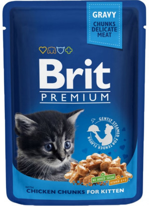Brit Cat Pouches Kitten Chicken CHUNKS 100g