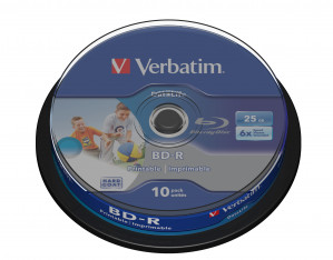 BluRay BD-R SL DATALIFE Verbatim [ Spindle 10 | 25GB | 6x [Wide PRINTABLE NO ID]