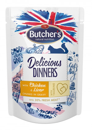 Butcher’s Delicious Dinners Cat - mokra karma dla kota z kurczakiem i wątróbką w sosie - saszetka - 100 g