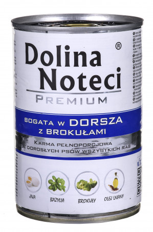 DOLINA NOTECI Premium bogata w dorsza z brokułami - mokra karma dla psa - 400g