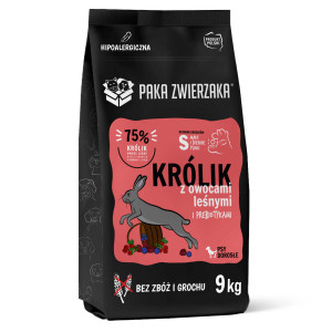 PAKA ZWIERZAKA Królik z owocami leśnymi S - sucha karma dla psa - 9kg
