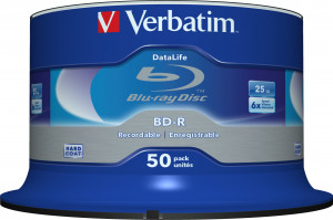 BluRay BD-R SL DATALIFE Verbatim [ Spindle 50 | 25GB | 6x