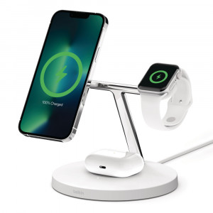 Ładowarka bezprzewodowa Belkin BoostCharge Pro 3-in-1 Wireless Charger with Official MagSafe Charging iPhone/Apple Watch/AirPods 15W White