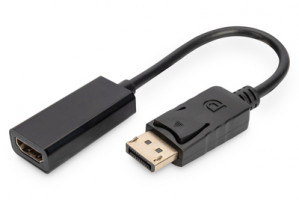 ASSMANN Kabel adapter Displayport1.1a z zatrzaskiem Typ DP/HDMI AM/Żczarny 0,15m