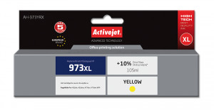 Activejet AH-973YRX Tusz do drukarki HP, Zamiennik HP 973XL F6T83AE; Premium; 105 ml; żółty. Drukuje więcej o 10%.