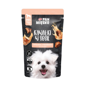 PAN MIĘSKO Kawałki w sosie Cielęcina z królikiem - mokra karma dla psa - 150g