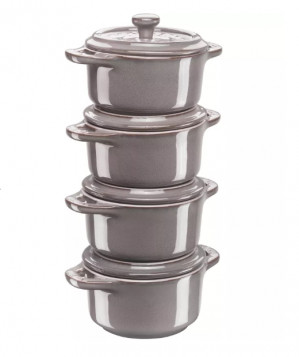 STAUB Mini Cocotte Okrągły 4 szt. - 200 ml 40508-160-0 Antyczny szary