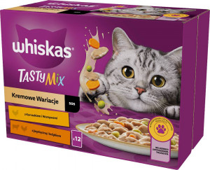 WHISKAS Tasty Mix Kremowe wariacje w sosie - mokra karma dla kota - saszetka -12x85 g