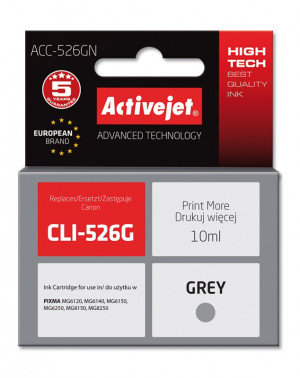Activejet ACC-526GN Tusz do drukarki Canon, Zamiennik Canon CLI-526G; Supreme; 10 ml; szary.