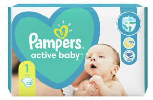 Pampers Active Baby Pieluszki 2-5kg, rozmiar 1-NEWBORN, 43szt
