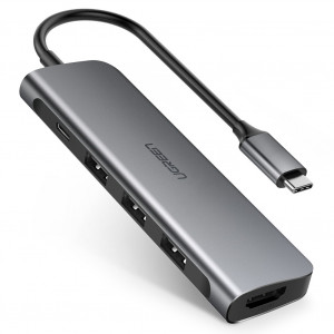 UGREEN ADAPTER USB 5W1 USB-C, HDMI, MICROSD SZARY