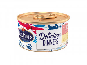 BUTCHER'S Classic Delicious Dinners z łososiem i krewetkami - puszka 85g