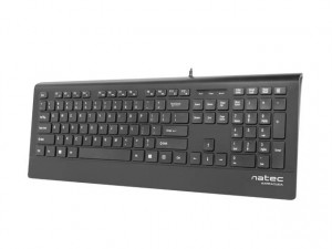 Natec Klawiatura Multimedialna BARRACUDA slim USB, US layout, czarna