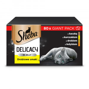 SHEBA Delicacy Drobiowe Smaki w galaretce - mokra karma dla kotów - 80x 85 g