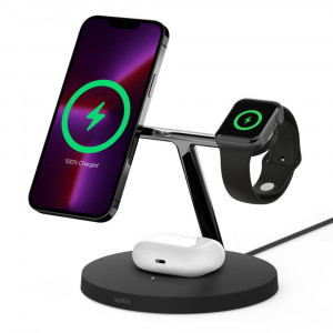 Ładowarka bezprzewodowa Belkin BoostCharge Pro 3-in-1 Wireless Charger with Official MagSafe Charging iPhone/Apple Watch/AirPods 15W Black