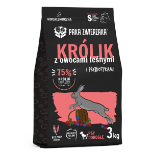 PAKA ZWIERZAKA Królik z owocami leśnymi S - sucha karma dla psa - 3kg