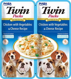INABA Dog Twin Kurczak z warzywami i serem w bulionie - przysmak dla psa - 2x40g