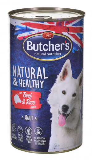 BUTCHER'S Natural&Healthy z wołowiną i ryżem - puszka 1200g - mokra karma dla psa