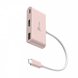 Stacja dokująca j5create Eco-Friendly USB-C to HDMI & USB Type-A with Power Delivery 1xHDMI/1xUSB 3.1/1xUSB-C; kolor różowy JCA379ER-N
