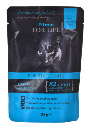 FITMIN For Life Cat Pouch Adult Duck - mokra karma dla dorosłego kota - 85g
