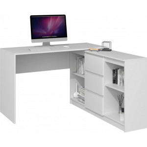 BIURKO PLUS KOMODA 2D3S BIAŁY MAT