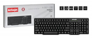 Klawiatura membranowa Activejet K-3021 (USB 2.0; (US); kolor czarny) przewodowa