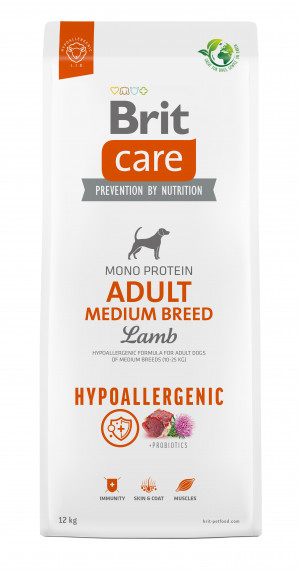 BRIT Care Hypoallergenic Adult Medium Breed Lamb - sucha karma dla psa - 12 kg