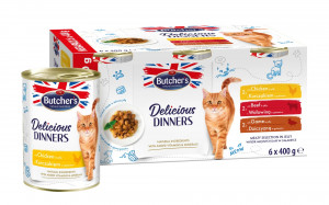 BUTCHER'S Delicious Dinners Wybór mięsnych dań w galaretce - mokra karma dla kota - 6 x 400g