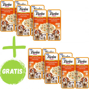 INABA Dog Twin Chicken Vegetables & Beef - przysmak dla psa - 3x(2x40g) + GRATIS