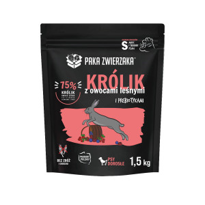 PAKA ZWIERZAKA Królik z owocami leśnymi S - sucha karma dla psa - 1,5kg