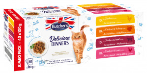 BUTCHER'S Delicious Dinners Jumbo Pack - mokra karma dla kota - 40x100 g