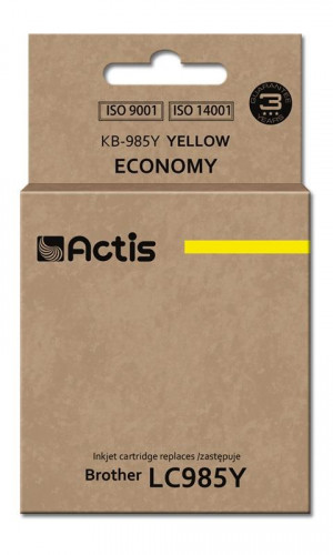 Tusz Actis KB-985Y do drukarki Brother, Zamiennik Brother LC985Y; Standard; 19,5 ml; żółty.