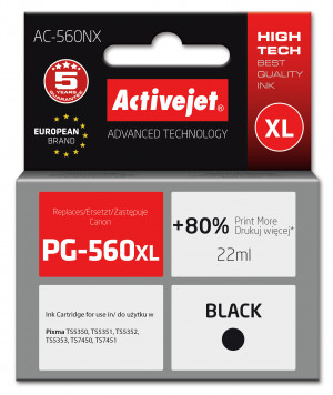 Activejet AC-560NX Tusz do drukarki Brother, Zamiennik Canon PG-560XL; Supreme; 22 ml; czarny.