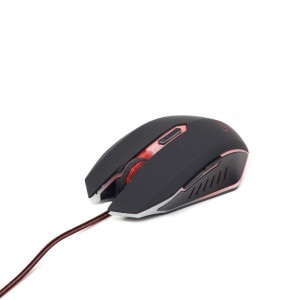 Gembird gamingowa mysz optyczna USB, 2400 DPI, czarna z czerwonym podświetleniem