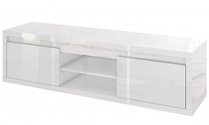 Szafka RTV 150x42x40 GLANCE cała w białym połysku