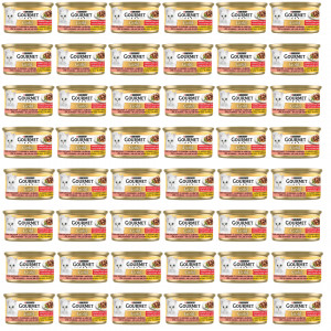 GOURMET GOLD Łosoś i kurczak w sosie mokra karma dla kota - puszka - 48x85g