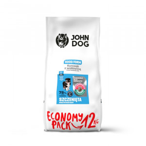 JOHN DOG Good Form Puppy Kurczak z wołowiną - sucha karma dla psa - 12 kg