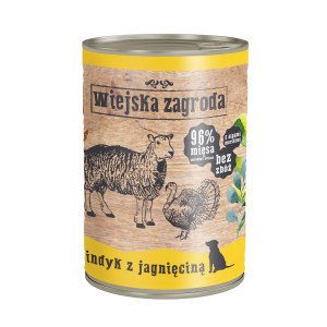 Wiejska Zagroda Indyk z jagnięciną – mokra karma dla psa - 400g