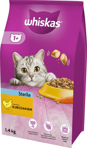 WHISKAS Sterile z kurczakiem - sucha karma dla kotów - 1,4 kg
