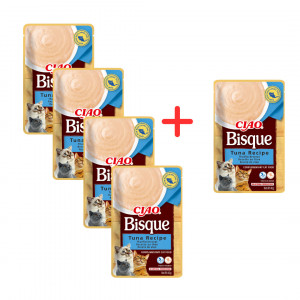 INABA Ciao Bisque Tuna Zupa z tuńczykiem - przysmak dla kota - 4x40g + GRATIS