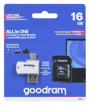 GOODRAM ALL IN ONE microSDHC 16GB Class 10+Czyt.kar